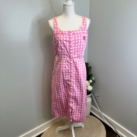 ModCloth for Hello Kitty White and Pink Button Up Plaid Dress size Large - Picture 1 of 8